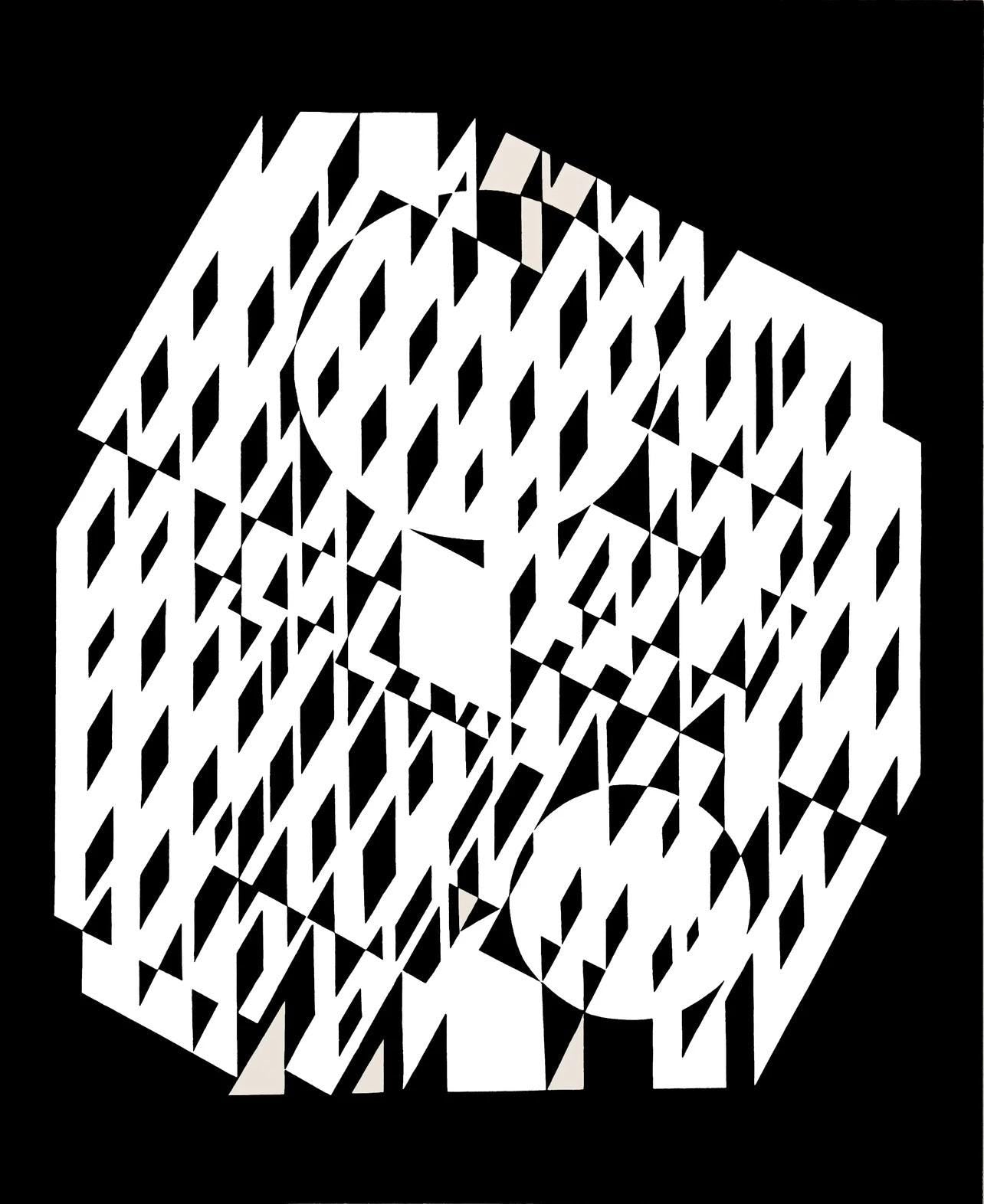 Victor Vasarely, Composition, Croises, Hliogravure