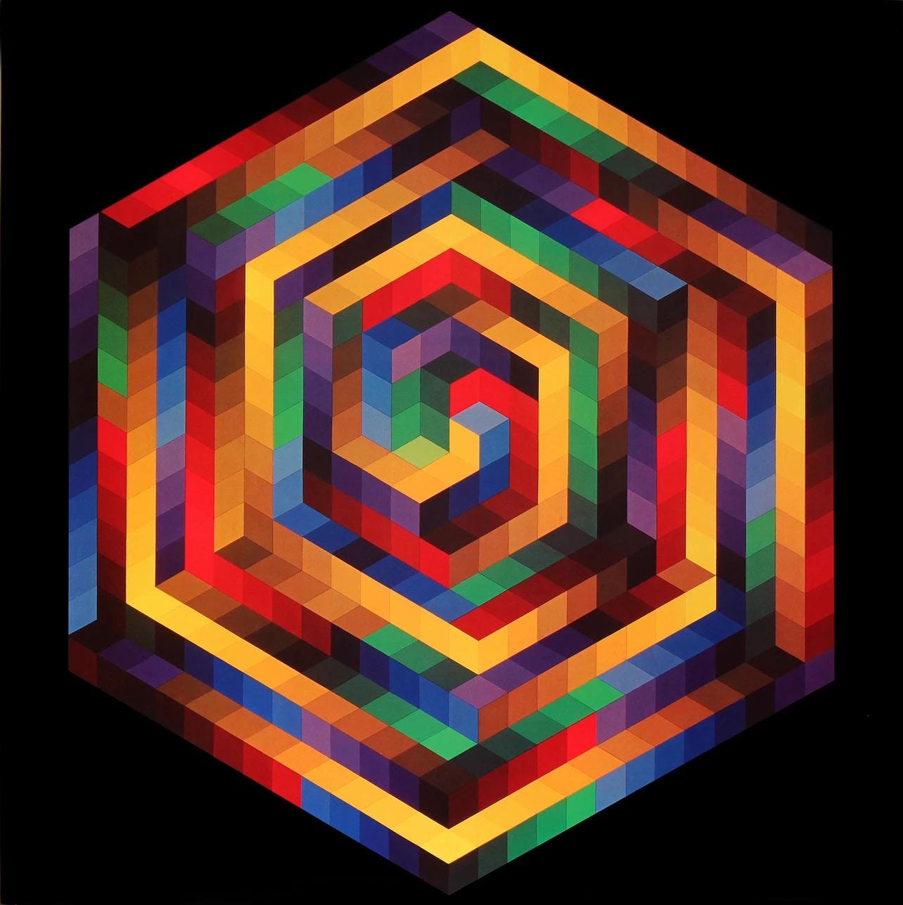 Victor Vasarely, Composition, Progressions I, Hliogravure