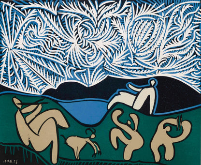 Pablo Picasso, Bacchanal With Kid And Spectator (Orozco 214), Grabados Al Linleo, Linocut