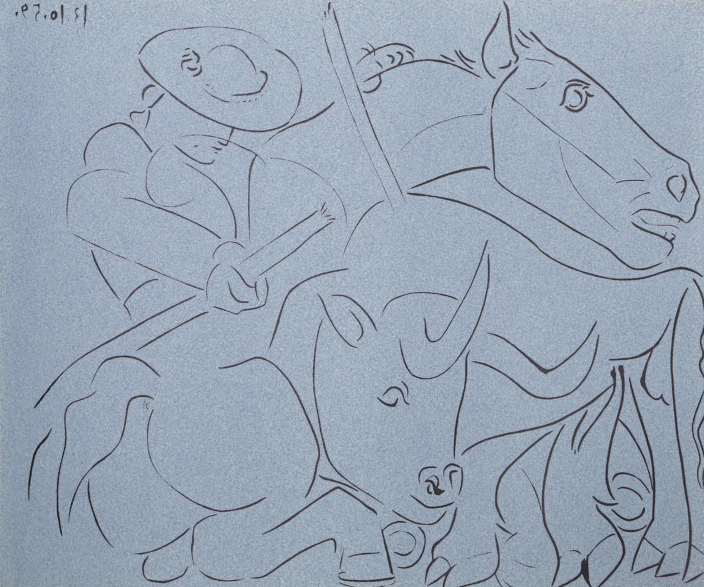 Pablo Picasso, Broken Lance (Orozco 214), Grabados Al Linleo, Linocut