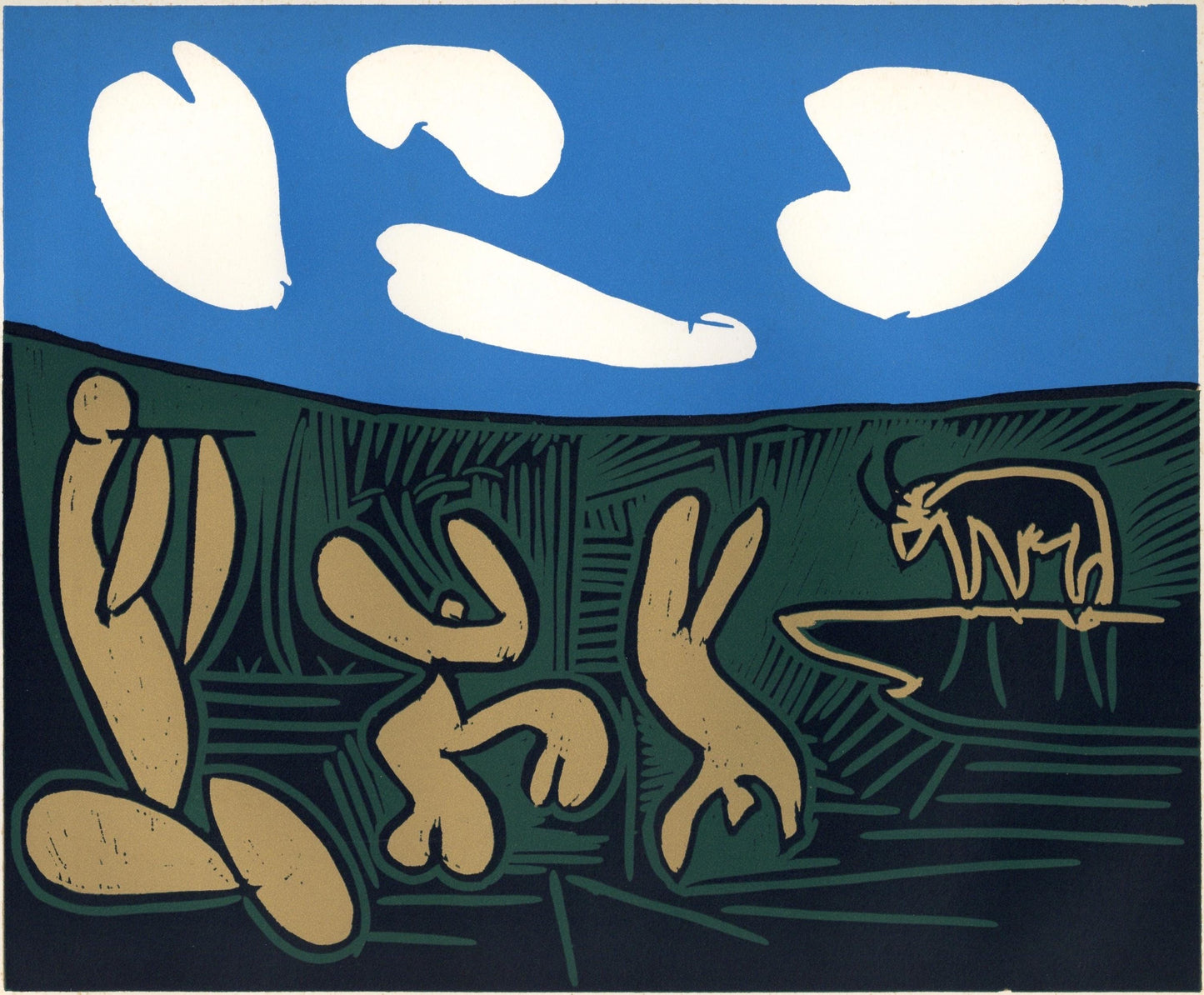 Pablo Picasso, Bacchanal With An Acrobat (Orozco 214), Grabados Al Linleo, Linocut