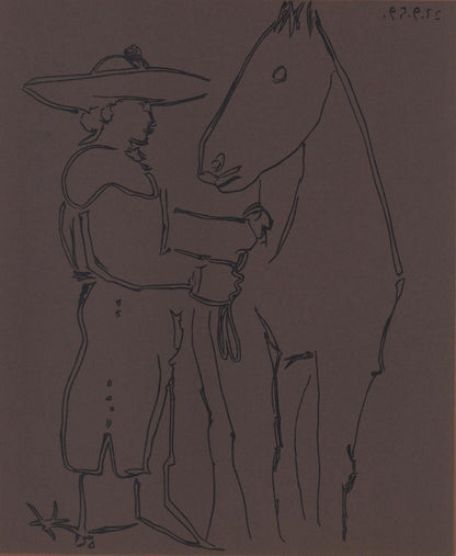Pablo Picasso, Standing Picador With His Horse (Orozco 214), Grabados Al Linleo, Linocut