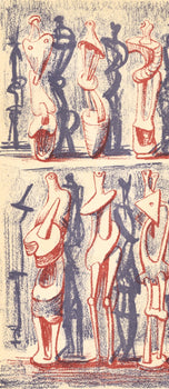 Henry Moore, Red And Blue Standing Figures (Cramer 36), Xxe Sicle, Lithograph