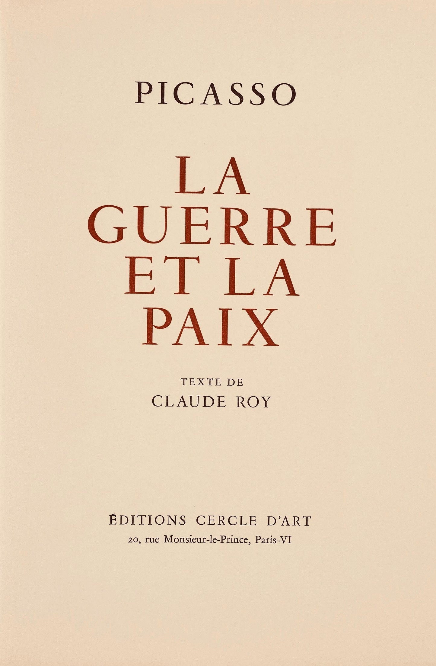 Pablo Picasso, Composition (Cramer 67; Bloch 748; Mourlot 245; Bloch, Books 66), La Guerre Et La