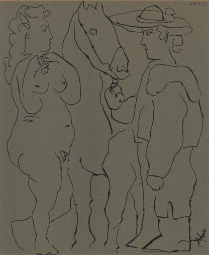 Pablo Picasso, Picador, Woman, And Horse (Orozco 214), Grabados Al Linleo, Linocut