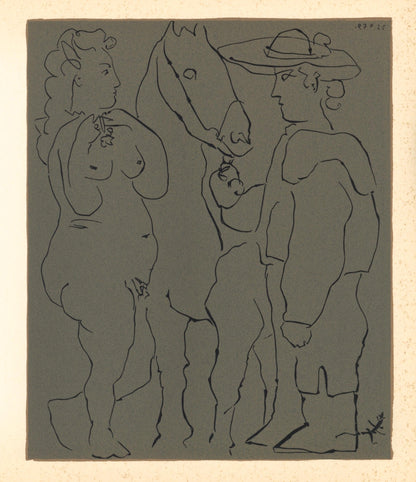 Pablo Picasso, Picador, Woman, And Horse (Orozco 214), Grabados Al Linleo, Linocut