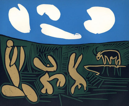 Pablo Picasso, Bacchanal With An Acrobat (Orozco 214), Grabados Al Linleo, Linocut