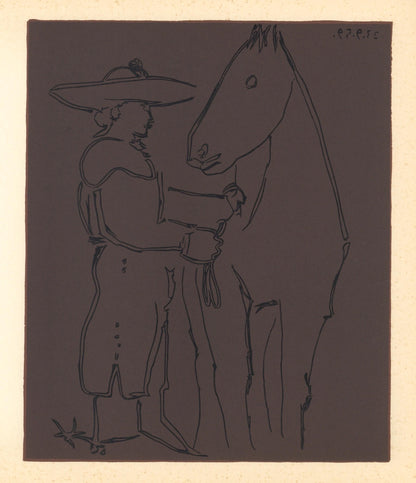 Pablo Picasso, Standing Picador With His Horse (Orozco 214), Grabados Al Linleo, Linocut