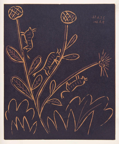 Pablo Picasso, Plant With Little Bulls (Orozco 214), Grabados Al Linleo, Linocut