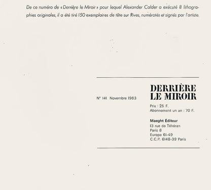 Alexander Calder, Composition, Derrire Le Miroir, Lithograph