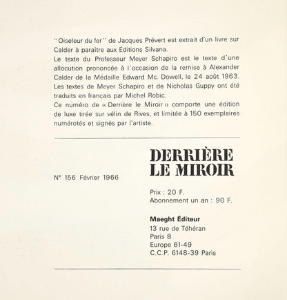 Alexander Calder, Composition, Derrire Le Miroir, Lithograph