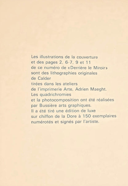 Alexander Calder, Composition, Derrire Le Miroir, Lithograph