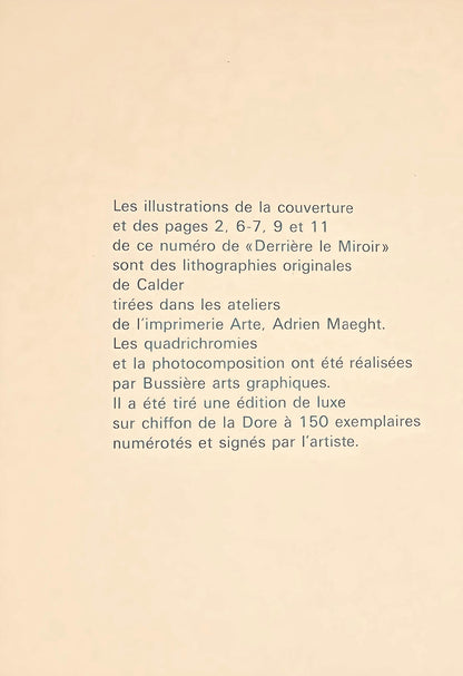 Alexander Calder, Composition, Derrire Le Miroir, Lithograph