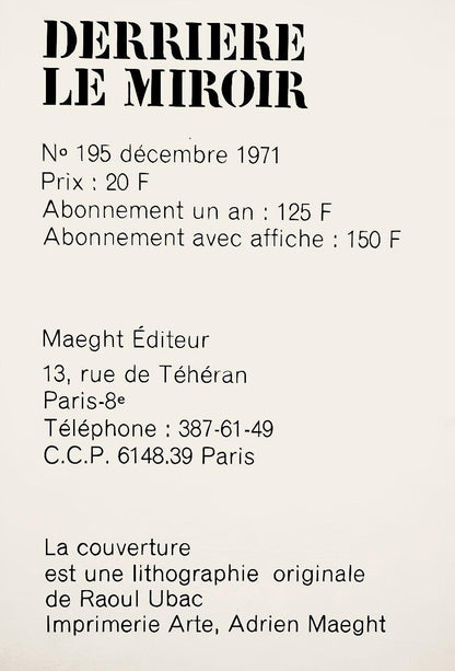 Alexander Calder, Composition, Derrire Le Miroir, Lithograph