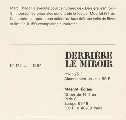 Marc Chagall, Composition (Mourlot 411; Cramer 59), Derrire Le Miroir, Lithograph