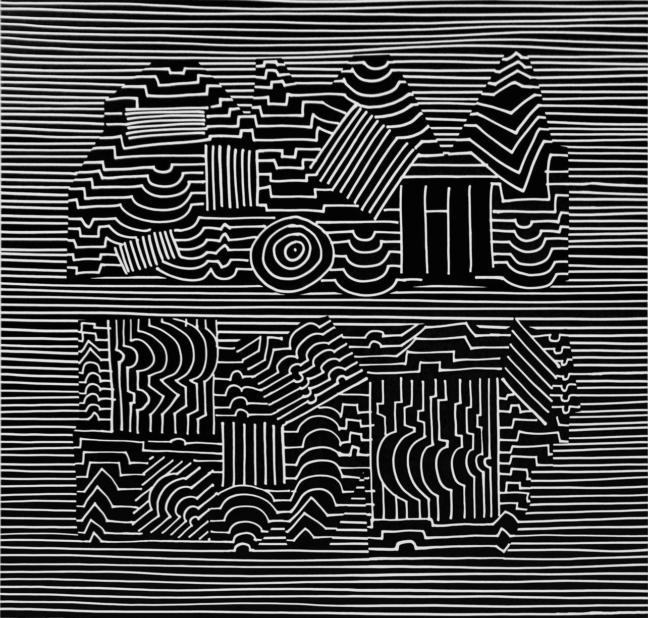 Victor Vasarely, Composition, Ondulatoires, Hliogravure