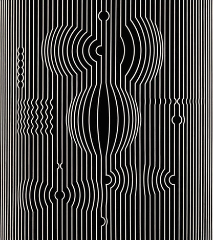 Victor Vasarely, Composition, Ondulatoires, Hliogravure