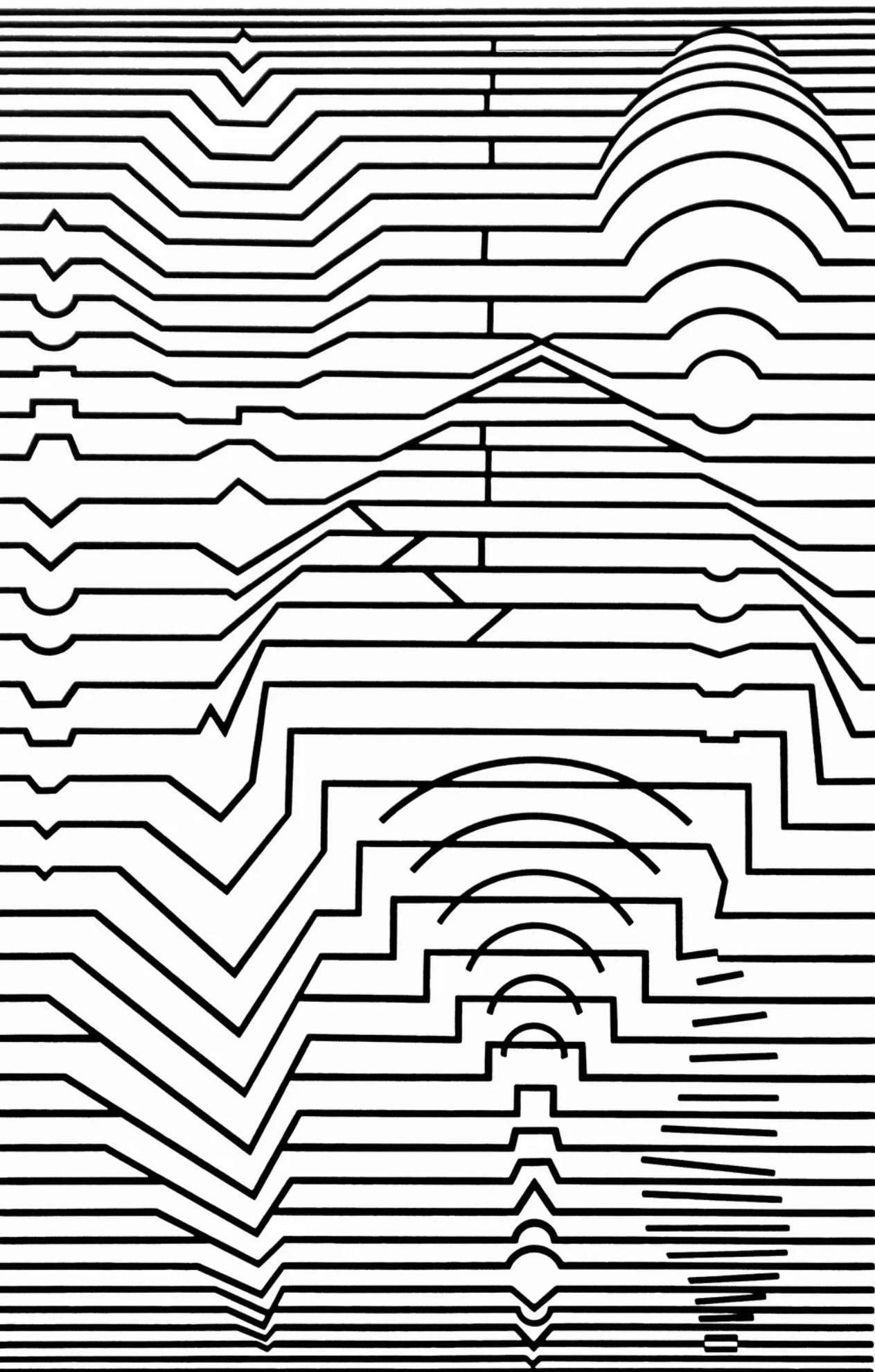 Victor Vasarely, Composition, Ondulatoires, Hliogravure