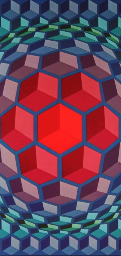 Victor Vasarely, Composition, Hexagone, Hliogravure