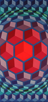 Victor Vasarely, Composition, Hexagone, Hliogravure