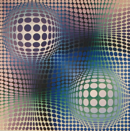 Victor Vasarely, Composition, Damier, Hliogravure