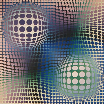Victor Vasarely, Composition, Damier, Hliogravure