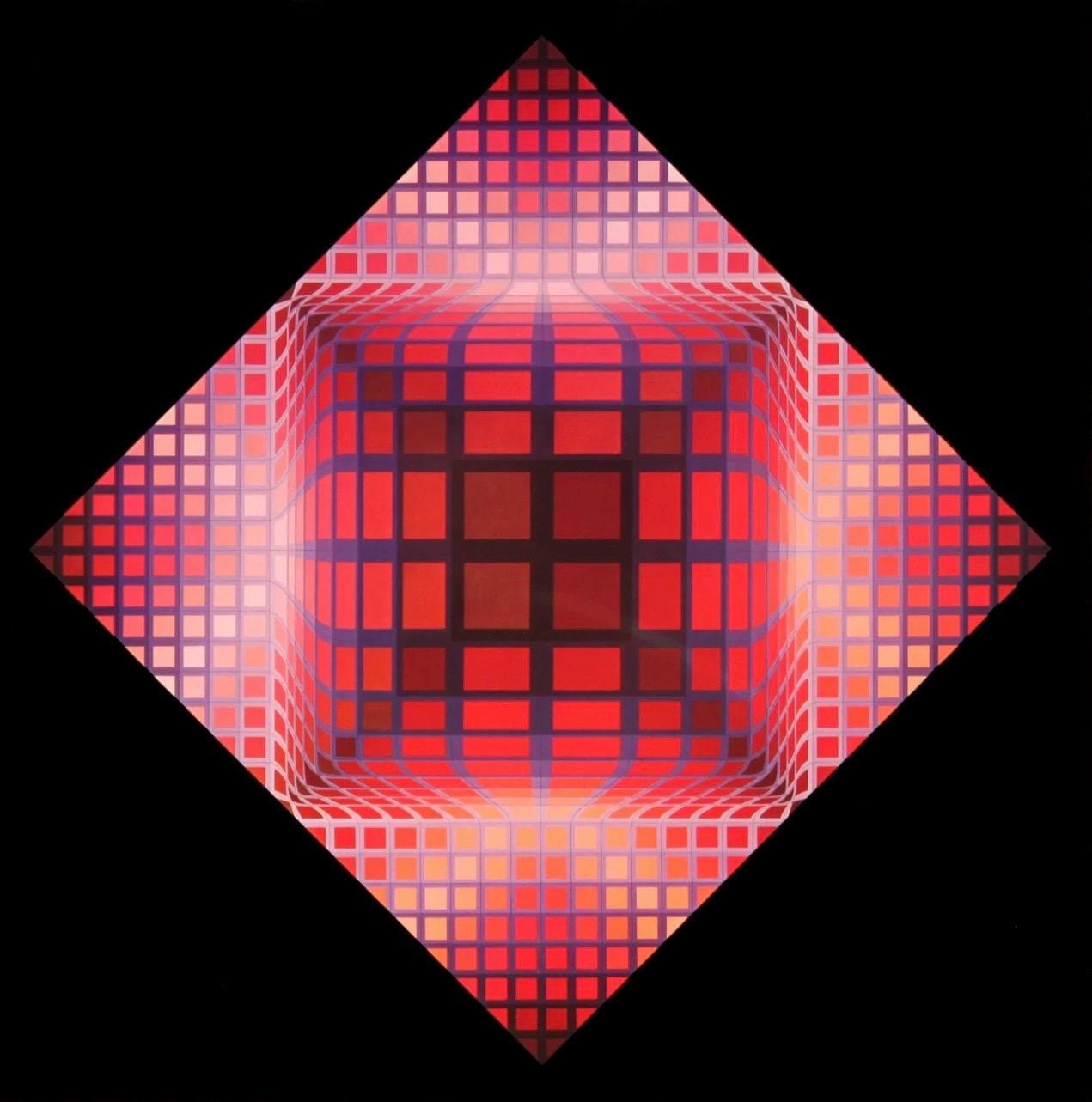 Victor Vasarely, Composition, Damier, Hliogravure