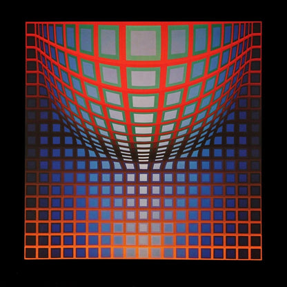 Victor Vasarely, Composition, Damier, Hliogravure