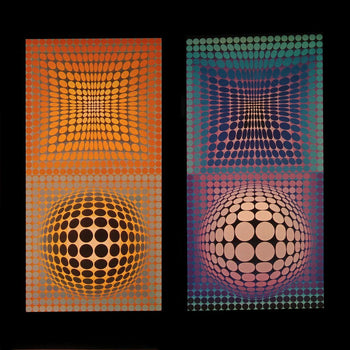 Victor Vasarely, Composition, Damier, Hliogravure