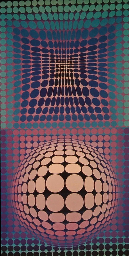 Victor Vasarely, Composition, Damier, Hliogravure