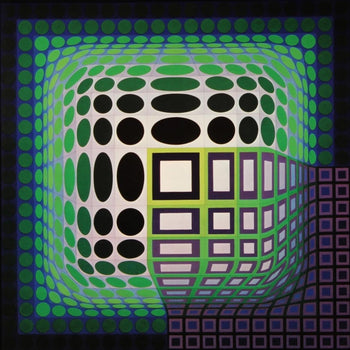 Victor Vasarely, Composition, Damier, Hliogravure