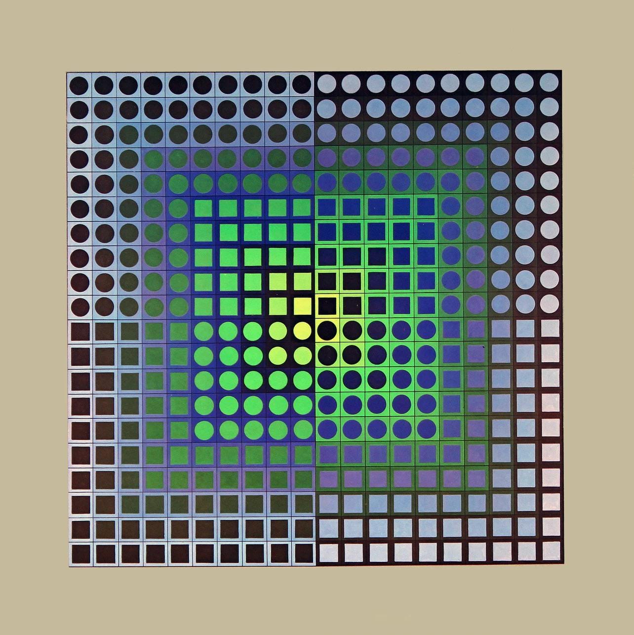 Victor Vasarely, Composition, Folklore Plantaire, Hliogravure