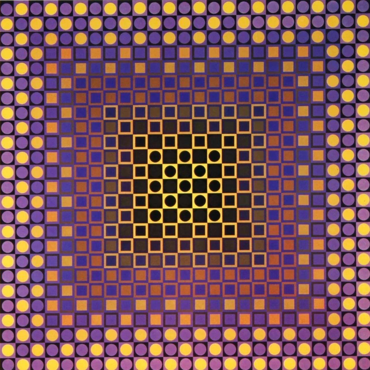 Victor Vasarely, Composition, Folklore Plantaire, Hliogravure