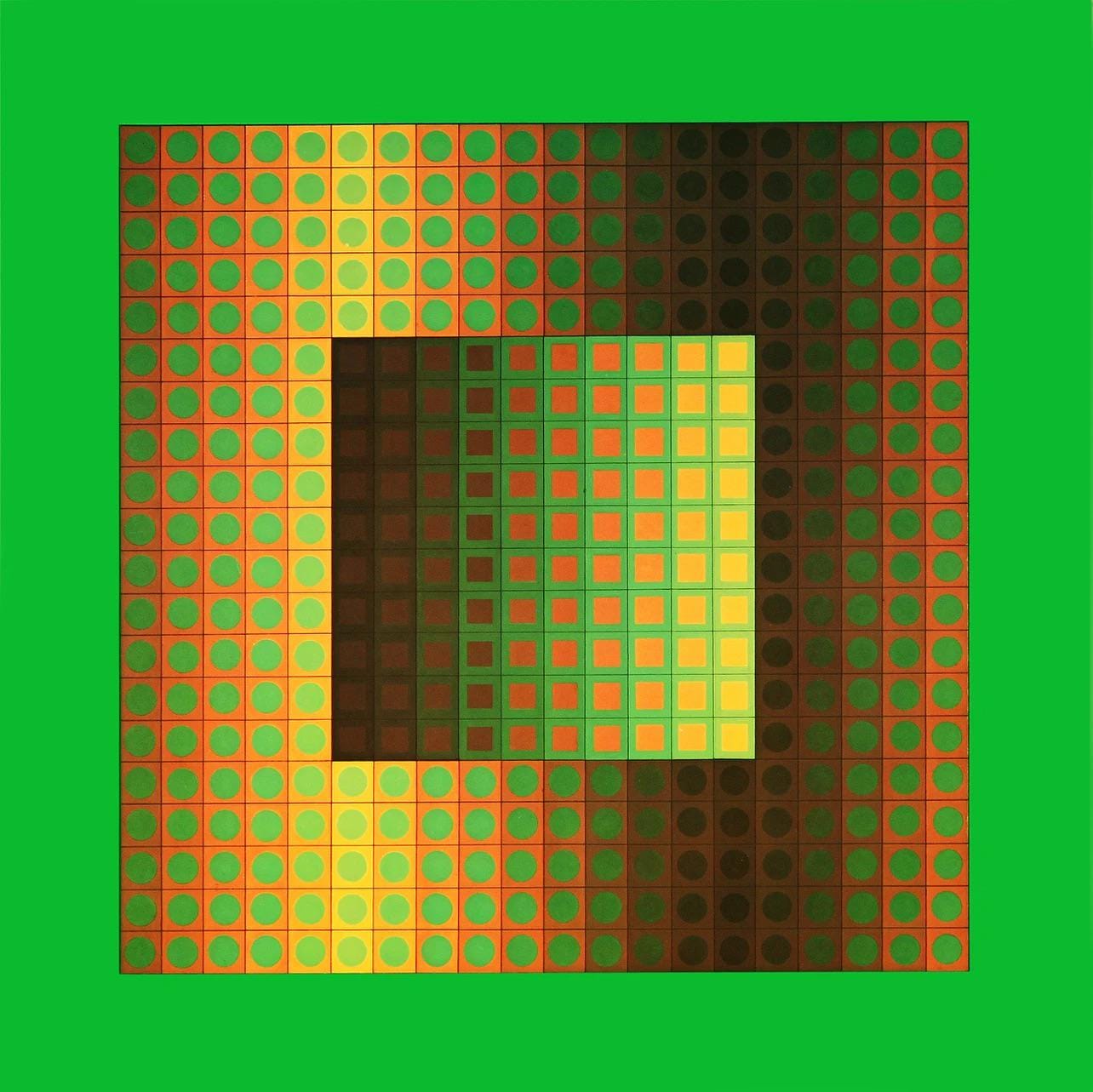 Victor Vasarely, Composition, Folklore Plantaire, Hliogravure
