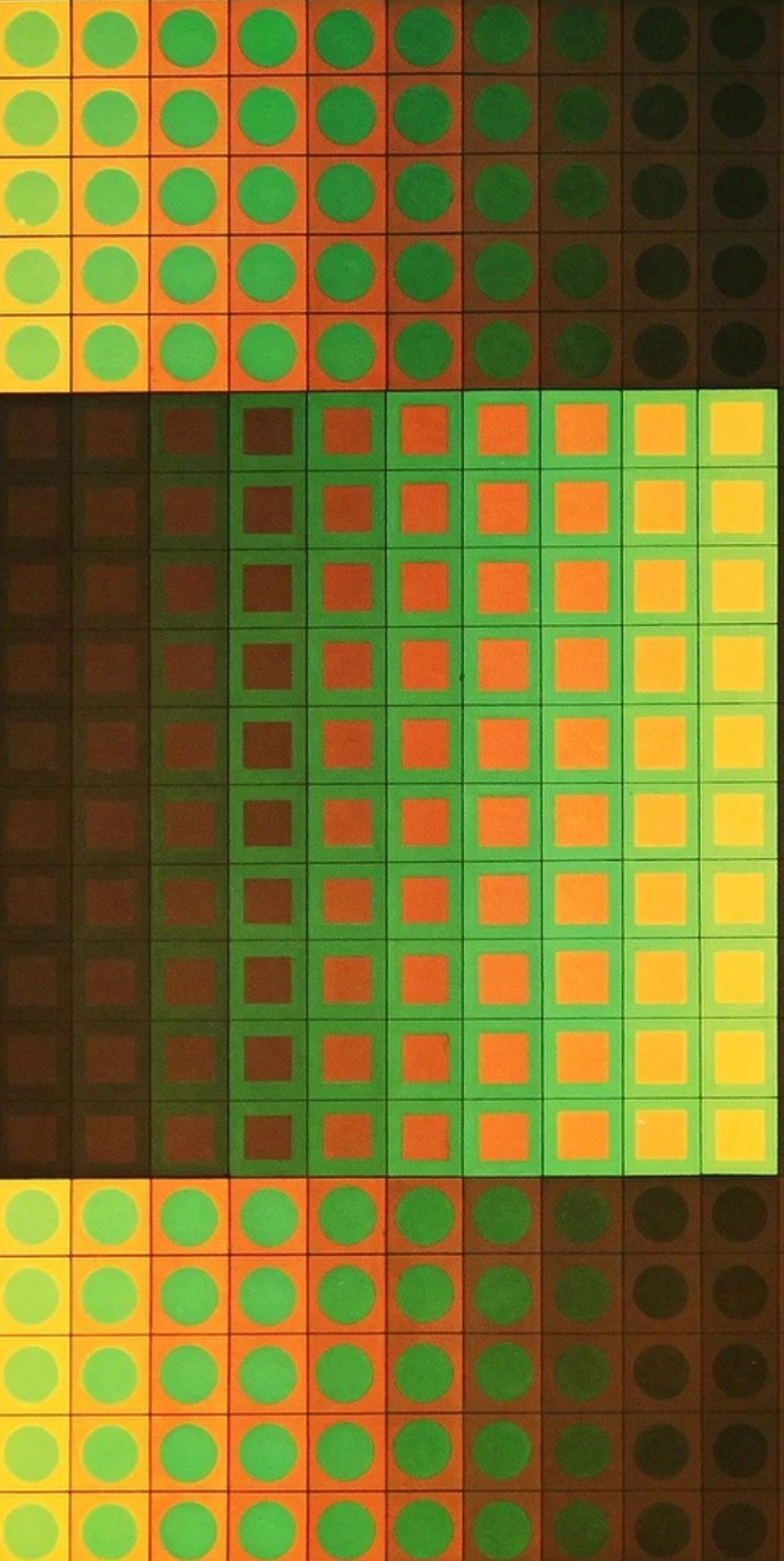 Victor Vasarely, Composition, Folklore Plantaire, Hliogravure