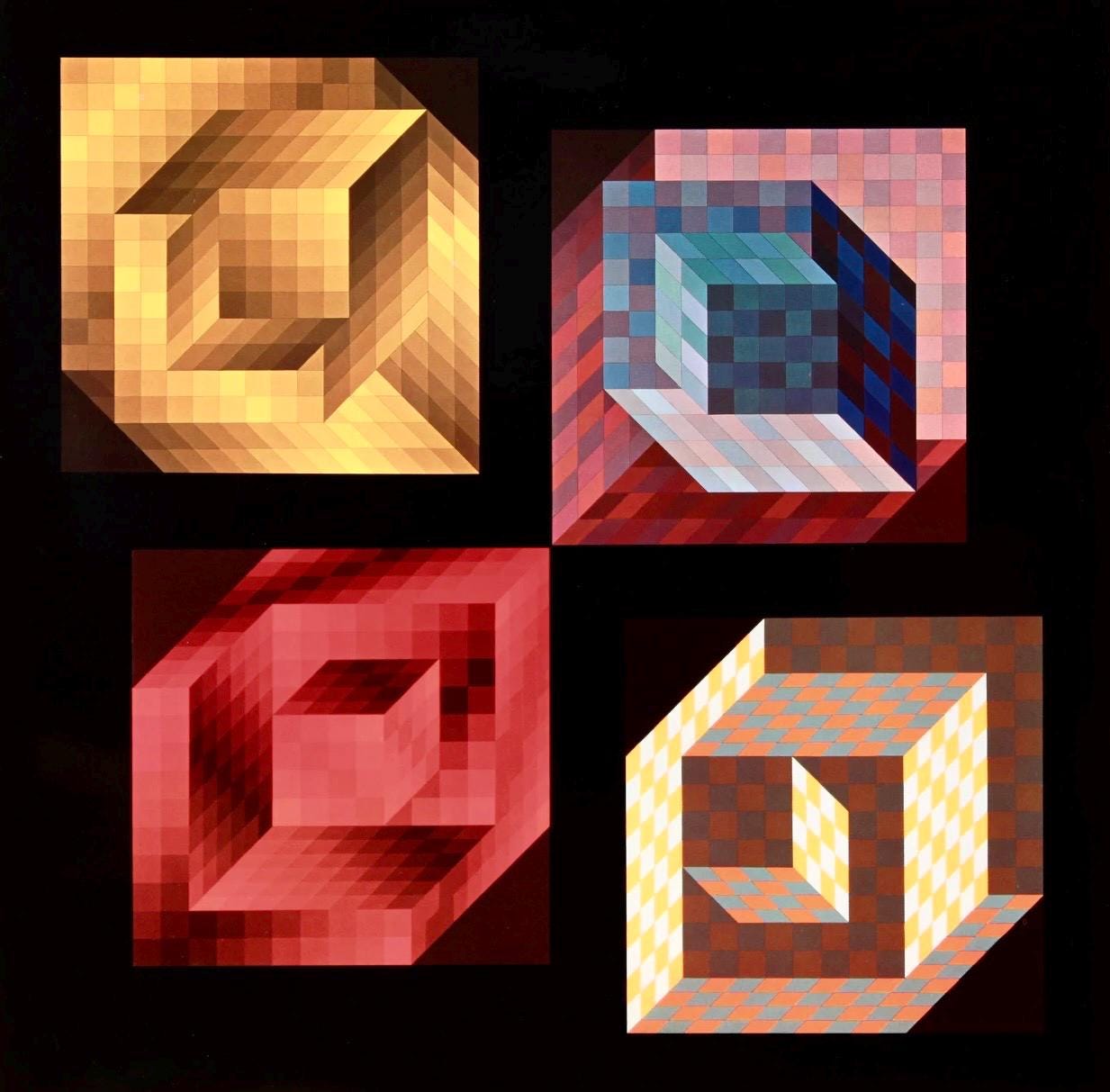 Victor Vasarely, Composition, Hommage Hexagone, Hliogravure