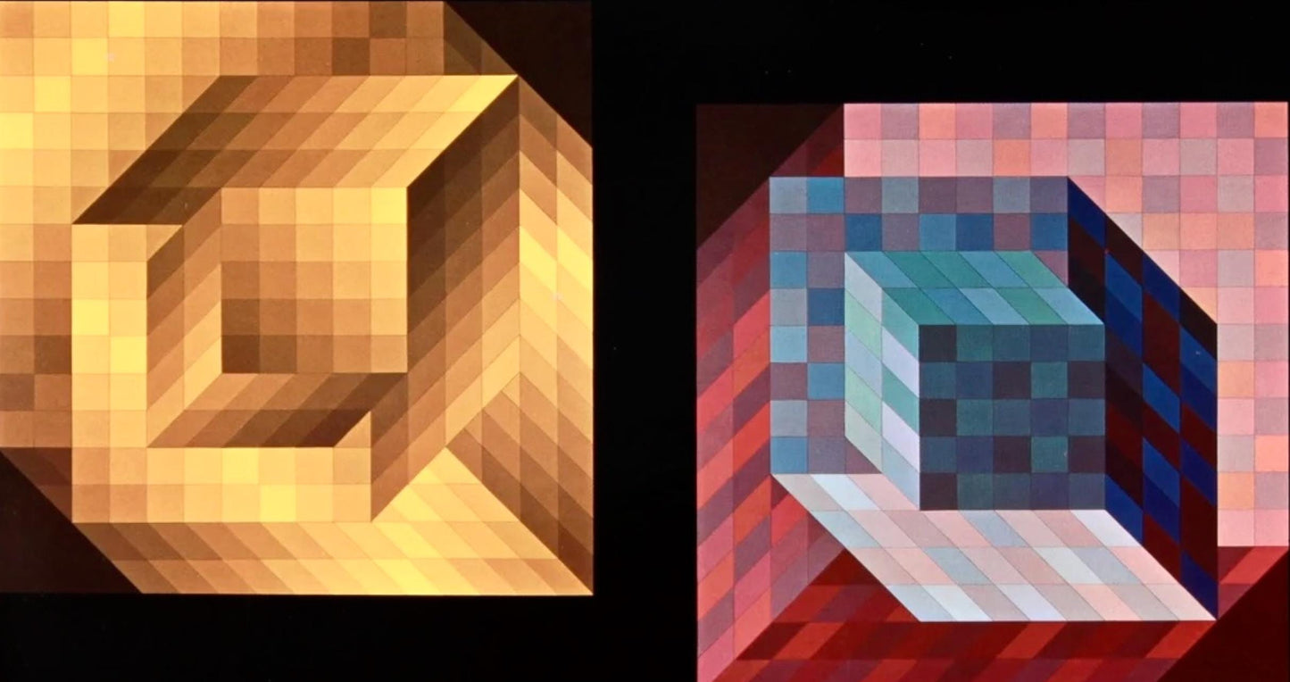 Victor Vasarely, Composition, Hommage Hexagone, Hliogravure