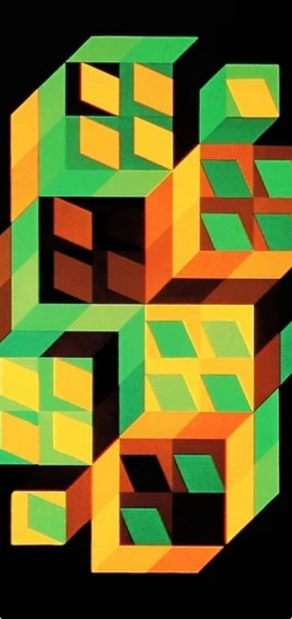 Victor Vasarely, Composition, Hommage Hexagone, Hliogravure