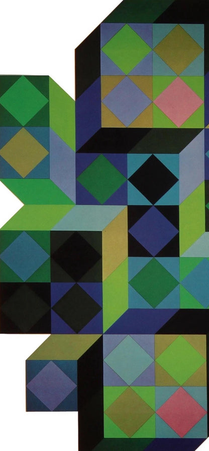 Victor Vasarely, Composition, Hommage Hexagone, Hliogravure
