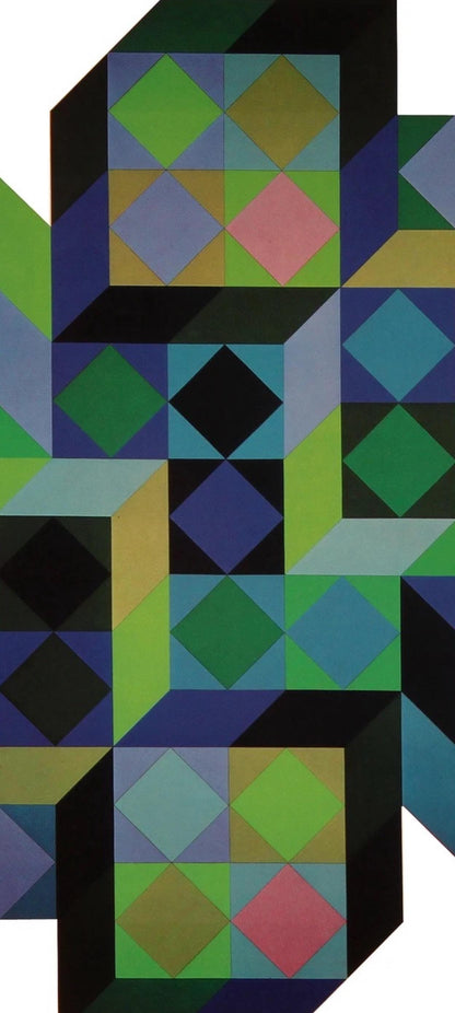 Victor Vasarely, Composition, Hommage Hexagone, Hliogravure