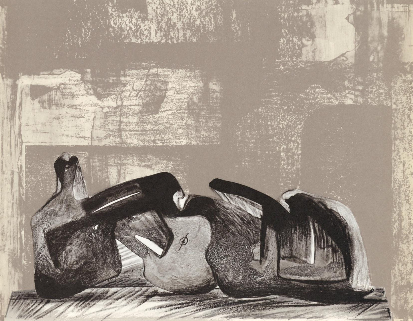 Henry Moore, Reclining Figure, Interior Setting I (Cramer 458), Xxe Sicle, Lithograph