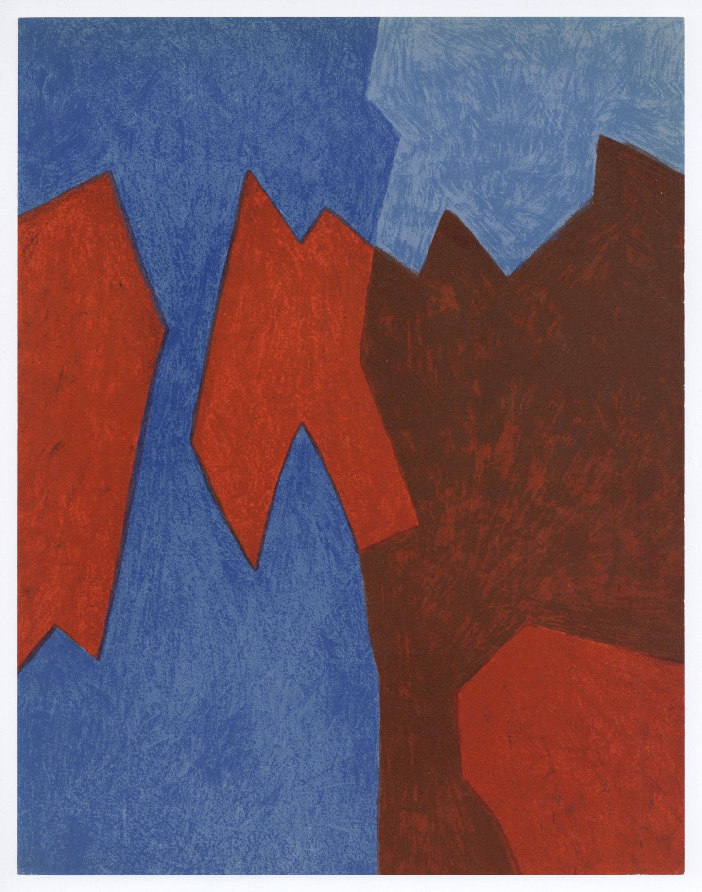 Serge Poliakoff, Composition Rouge/Bleu (Poliakoff/Schneider 68), Xxe Sicle, Lithograph