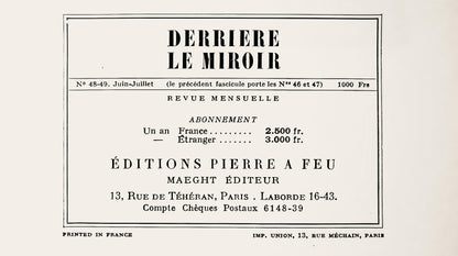 Georges Braque, Verre Et Pichet, Derrire Le Miroir, Lithograph
