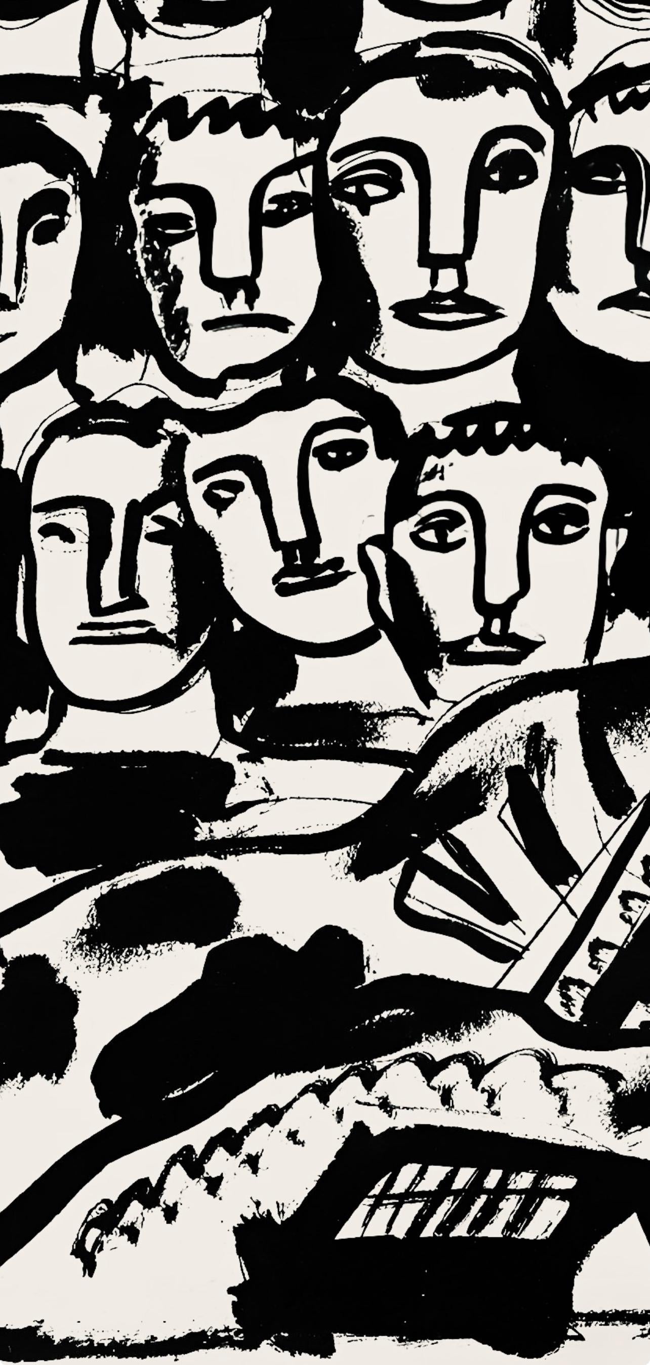 Fernand Lger, Composition, Levers De Rideau Sur La Question Du Bonheur, Lithograph