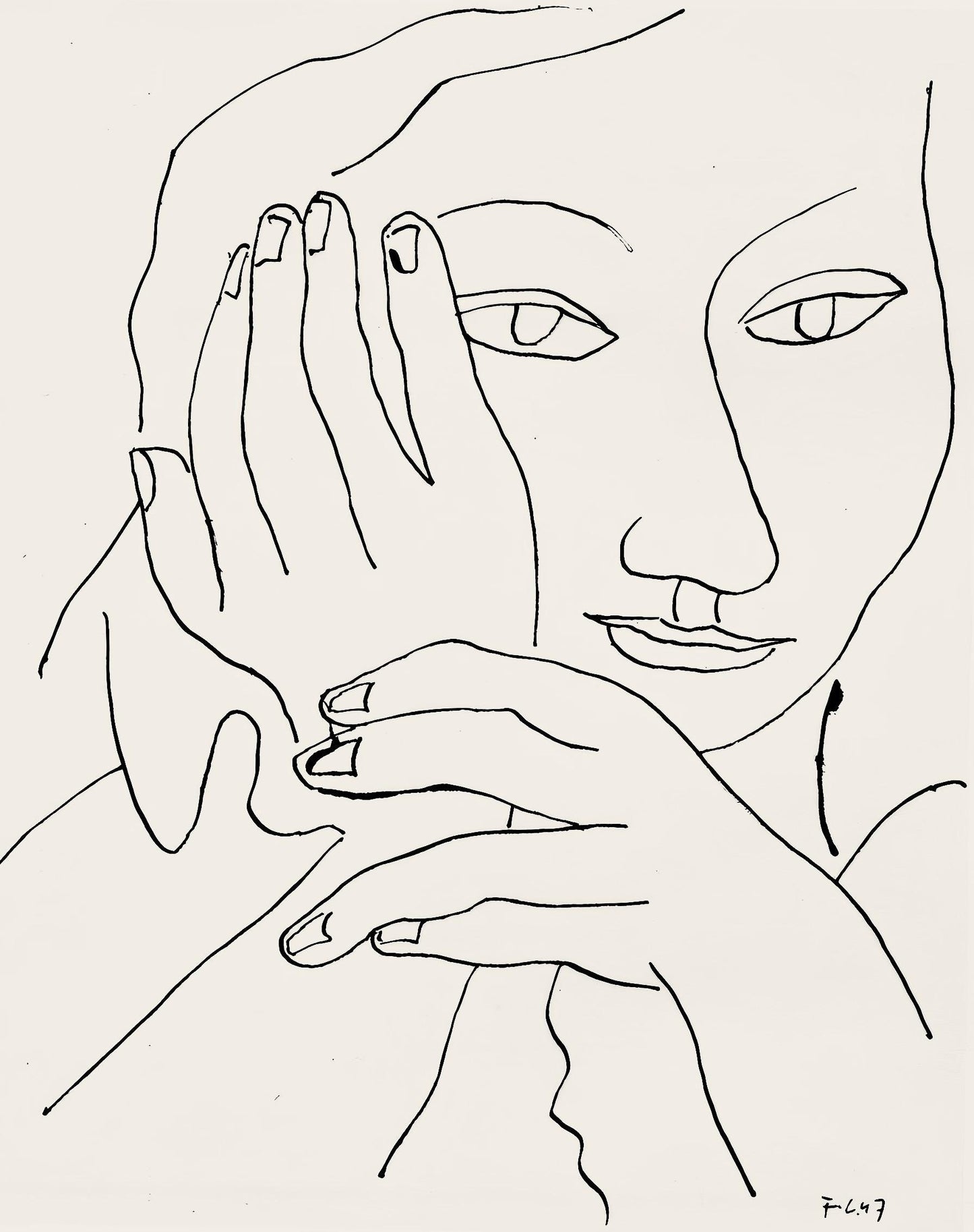 Fernand Lger, Composition, Levers De Rideau Sur La Question Du Bonheur, Lithograph