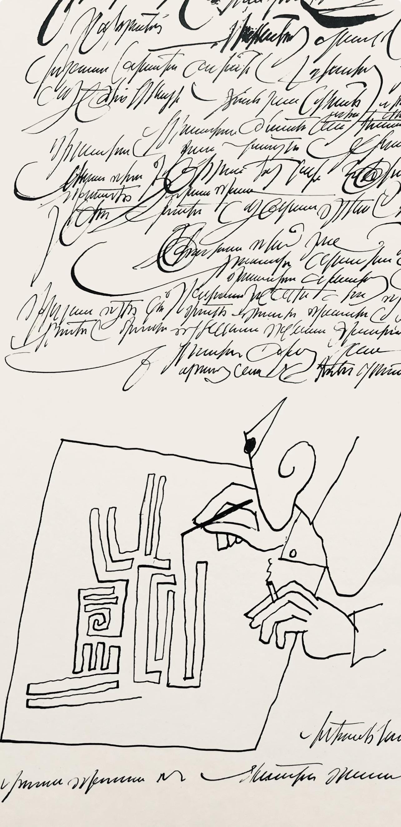 Saul Steinberg, Composition, Derrire Le Miroir, Lithograph