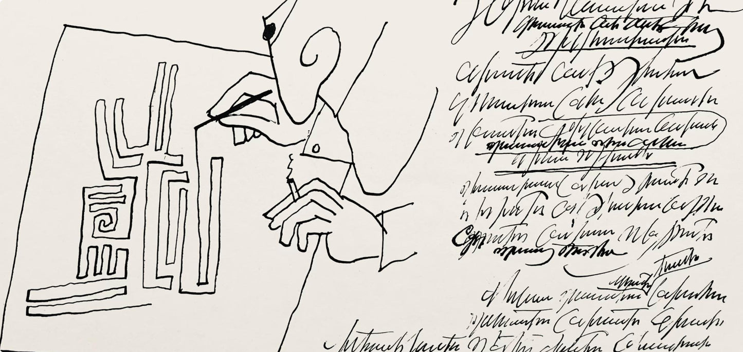 Saul Steinberg, Composition, Derrire Le Miroir, Lithograph