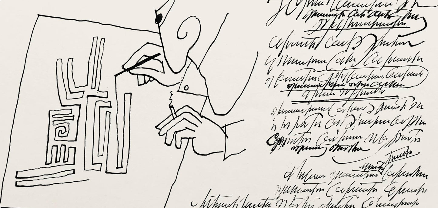 Saul Steinberg, Composition, Derrire Le Miroir, Lithograph