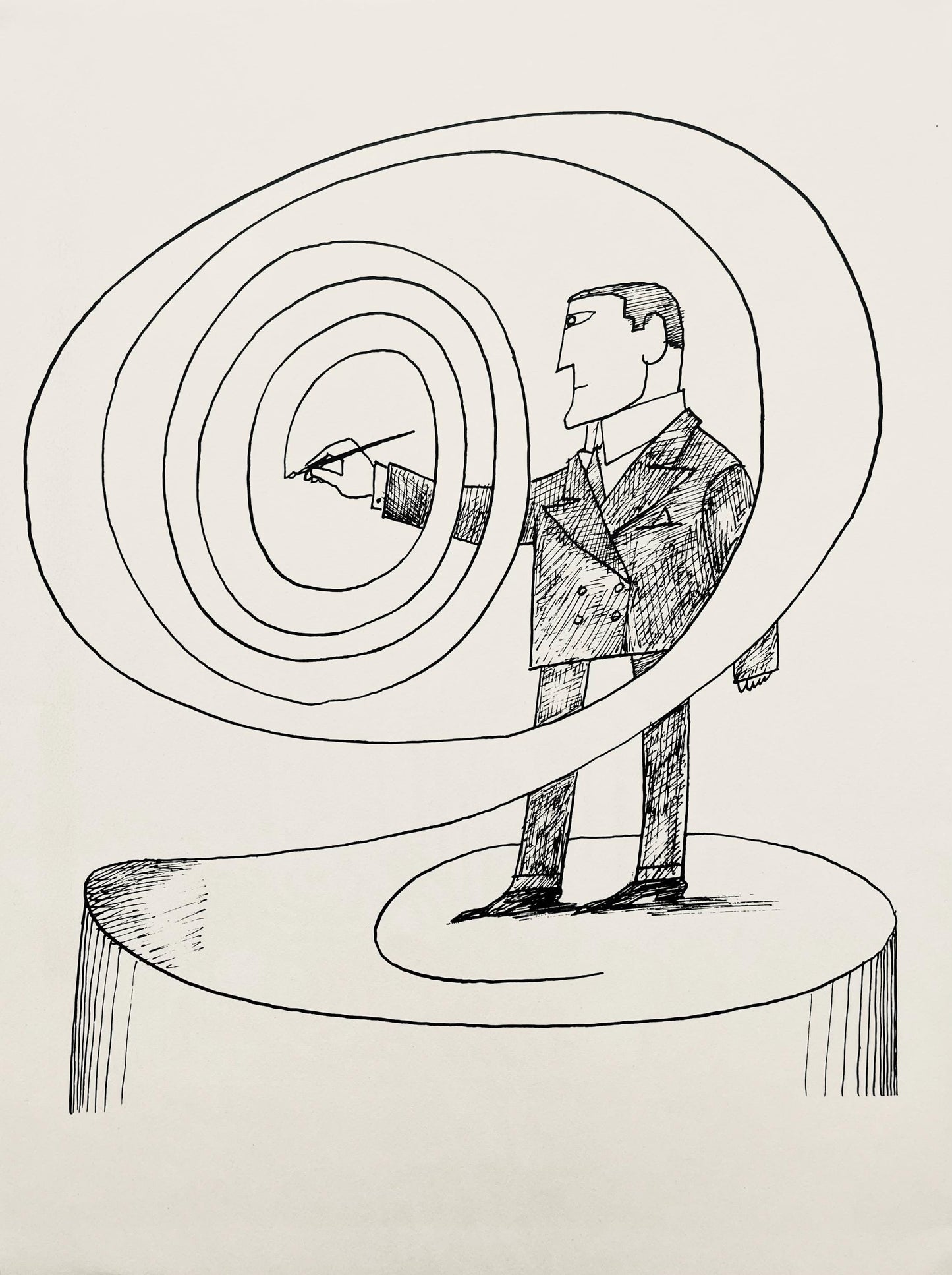 Saul Steinberg, Composition, Derrire Le Miroir, Lithograph