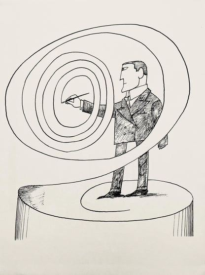 Saul Steinberg, Composition, Derrire Le Miroir, Lithograph